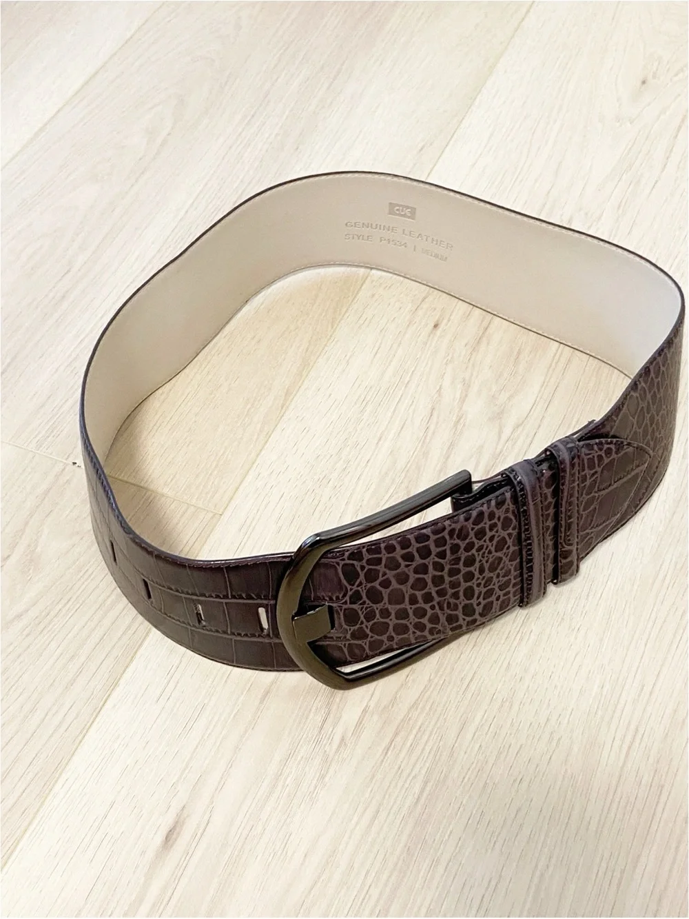 New Cue Croc-Embossed wide Leather Belt P1534 Size M